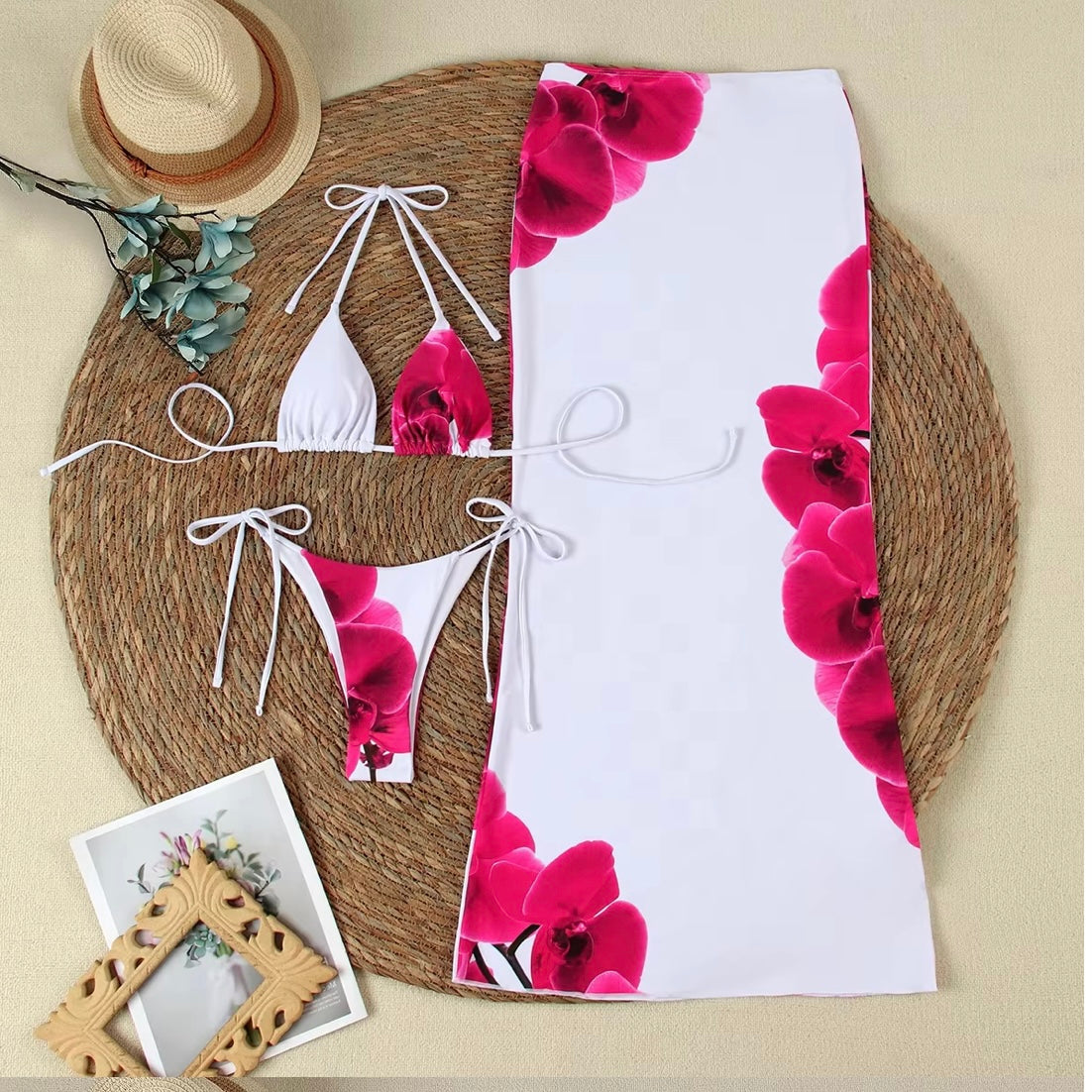 Alma Floral white 3 piece set
